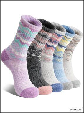 Women's Thermal Merino Wool Hiking Socks 5 Pack